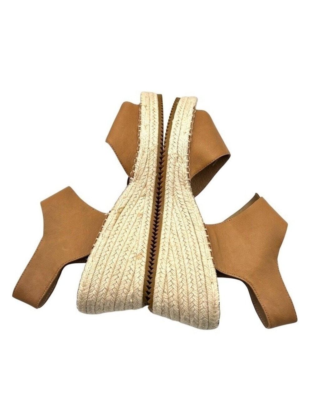 Eileen Fisher Tan Leather Espadrille Wedge Sandals Ankle Strap Womens Size 11 - Picture 8 of 10
